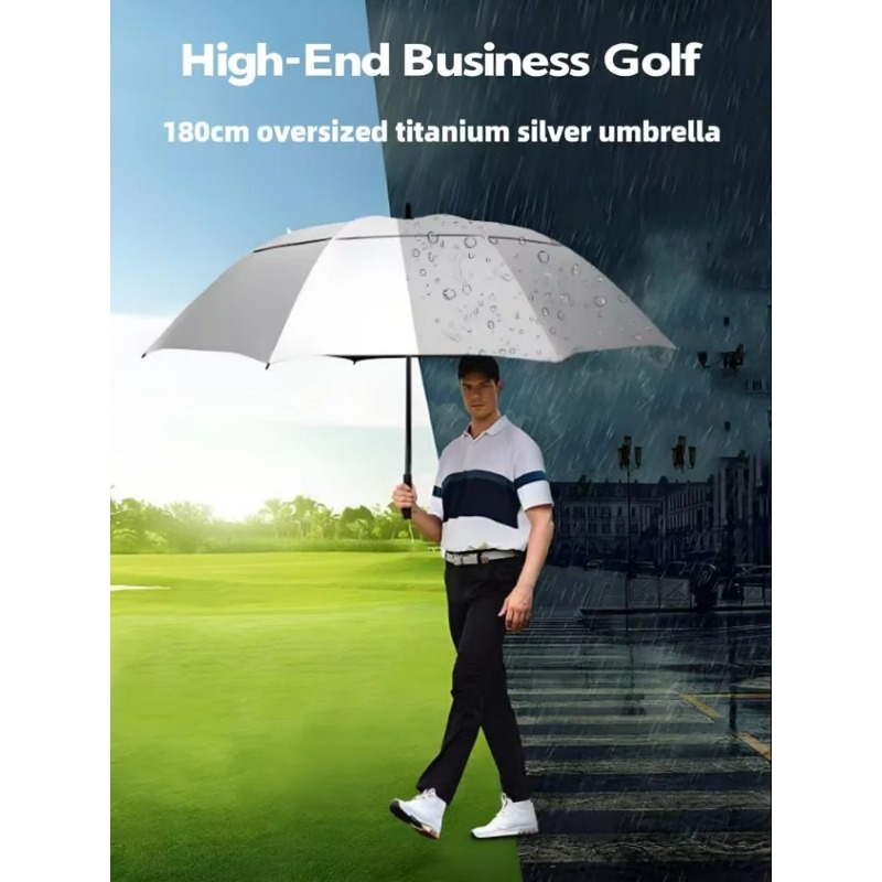 Golf Umbrella Large - Ombrello Automatico Ultra-Grande 180cm con Rivestimento
